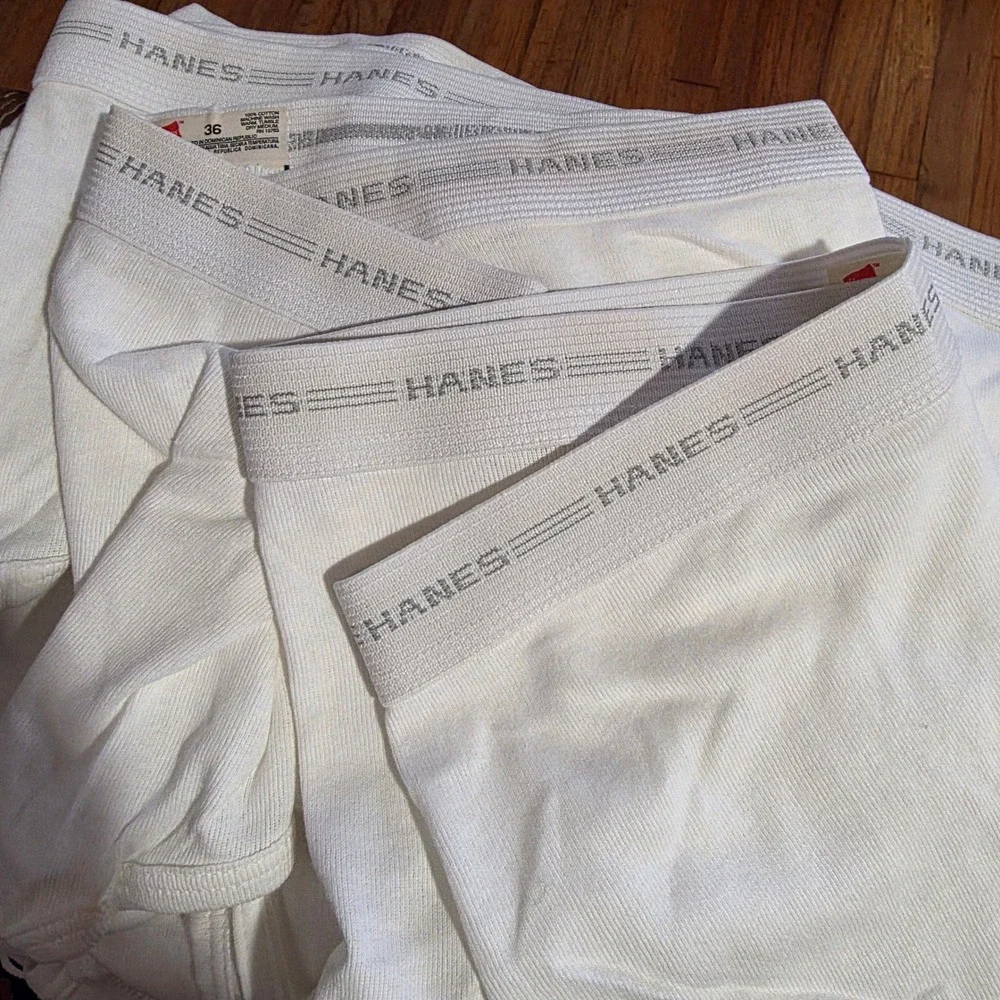 Hanes‎ Mens 7 Pack White Briefs Underwear Size 36 Cotton Full Cut Vintage 90s